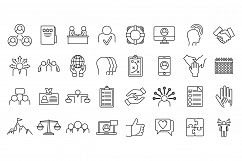 Social responsibility icons set, outline style Product Image 1