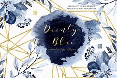Dainty blue watercolor clipart. Navy blue wedding design. Product Image 11