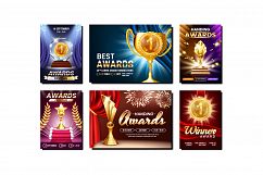 Award Creative Promotional Posters Set Vector Product Image 1