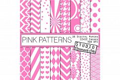 Pink Patterns Digital Paper - Pink Patterned Backgrounds Product Image 1