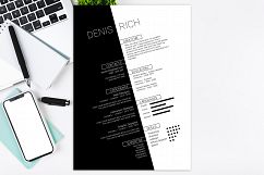 Black &amp; White Resume CV Template Product Image 1
