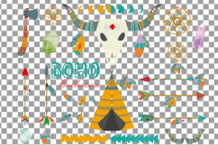 Tribal clip art collection, BOHO clip art, Bohemian dreamcatcher, feathers, arrows, tipi, bull skull. Svg, eps, dxf, png AI vector files Product Image 20