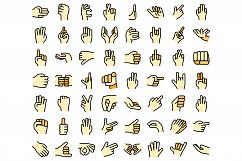 Hand gestures icons set vector flat Product Image 1