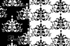 Damask Digital Paper, Black and White Damask Digital, Black and White Damask Background, Damask scrapbook, Black and White Damask pattern Product Image 4