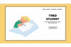 Tired Student Girl Sleeping At College Desk Vector Product Image 1