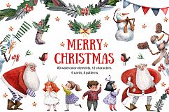 Merry Christmas - Watercolor Clip Art Set Product Image 1