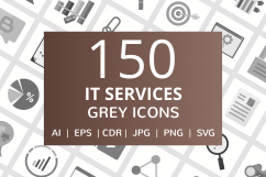 150 IT Services Flat Greyscale Icons Product Image 1