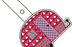 ITH Tiny Camper with Hearts Vinyl Key Fob or Bag Tag - Snap Tab Machine Embroidery Product Image 2