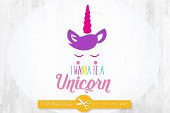 unicorn-face-wannabe cutting files svg, dxf, pdf, eps included - cut files for cricut and silhouette - Cutting Files SG Product Image 1