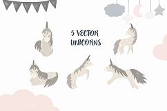 Unicorn Vector clipart Baby nursery, Baby shower, Big set Product Image 3