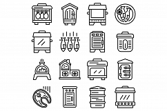 Smokehouse icons set, outline style Product Image 1