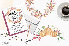 Fall Pumpkin Harvest Festival Watercolor Clipart Wreaths Gar Product Image 3