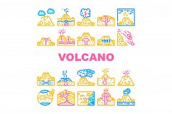 Volcano Lava Eruption Collection Icons Set Vector Product Image 1