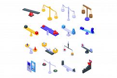 Comparison icons set, isometric style Product Image 1