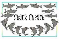 Shark Clipart- Nautical Clipart-Emotions Clipart-Cartoon-Sticker Clipart-Digital-Shark week-Shark Art-Funny-Digital Sloth-Sloth Drama-Commercial Product Image 1