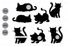 Cat SVG cutting files, cat monogram svg, Kitty Svg, Kitten svg, animals svg, cat clipart, cat silhouette, Cricut files, svg, dxf, eps, png. Product Image 1