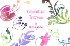 Hand Painted Watercolor Flower Clipart Scrapbook Elements Product Image 2