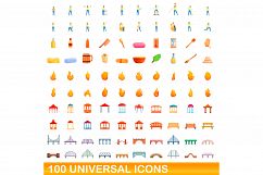 100 universal icons set, cartoon style Product Image 1