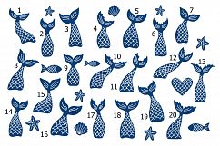 Mermaid tails, fishes, starfishes, shells silhouettes SVG DXF PNG EPS Cutting Files. Mermaid tail SVG, Mermaid Bundle SVG. Product Image 3