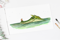 Watercolor Mother &amp; Baby - Alligators - Clip Art &amp; Print Product Image 2