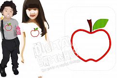 Apple Applique Machine Embroidery Design 4 Sizes Product Image 1