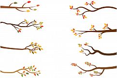 Fall branches clip art, Autumn tree branch clipart set Product Image 1