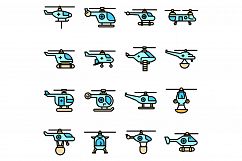 Rescue helicopter icons set vector flat Product Image 1