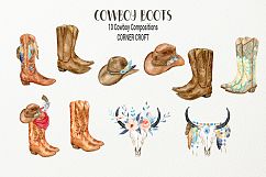 Watercolor Collection Cowboy Boots and Boho Skull Product Image 3