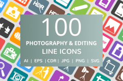 100 Photography &amp; Picture Filled Round Corner Icons Product Image 1