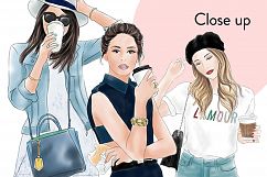 Coffee girls watercolour illustration clipart Product Image 3