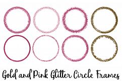 Gold and Pink Glitter Circle Frames Clip Art Product Image 3