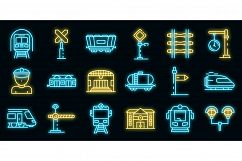 Railway station icons set vector neon Product Image 1