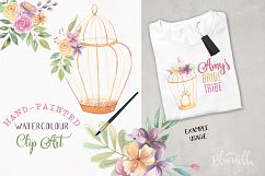 Watercolor Floral Bird Cages Pretty Clipart Bouquets Flowers Product Image 3