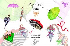 Umbrella. Hand painted clip art Product Image 1