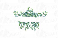 Eucalyptus frames watercolor clip art pack, Eucalyptus leaves design borders. PNG, jpg, svg, vector illustrator &amp; corel files included Product Image 3