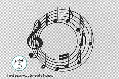 Music Musical notes circle monogram template for cutting svg Product Image 2