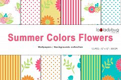Summer colors flowers. Clip art and digital papers collection. Product Image 5