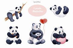 Cute baby Panda Watercobaby nursery clipart Product Image 3