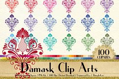 100 Damask Clip Arts, Antique, Wedding, Ornament, Floral Product Image 1