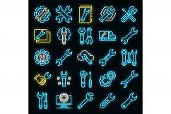 Wrench icons set vector neon Product Image 1