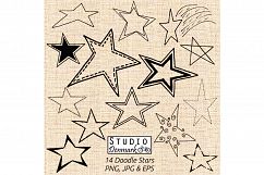 Stars Clipart Set - 14 Doodle Stars Included Product Image 1