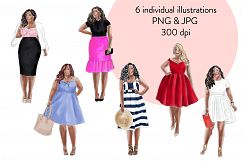 Fashion illustration clipart - Curvy Girls - Dark skin Product Image 4