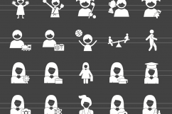 100 Women &amp; Kids Glyph Inverted Icons Product Image 2
