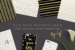 Digital Paper Pack Black White Gold - seamless patterns Product Image 1