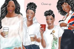 Fashion clipart coffee girls 3 - Dark Skin Product Image 2