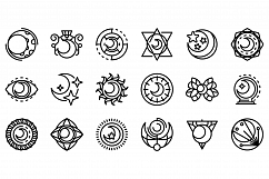 Moon icons set, outline style Product Image 1