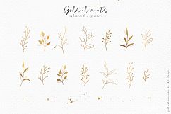 Gold leaf watercolor alphabet clipart Product Image 10