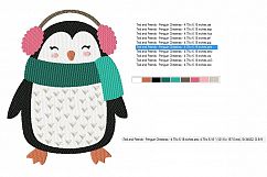 Christmas Fun Penguin ~ Machine Embroidery Design in 2 sizes - Instant Download Product Image 3
