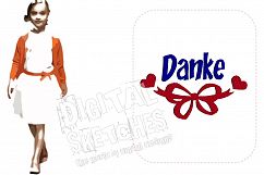 Thank You Danke Ribbon German Saying Machine Embroidery Product Image 1