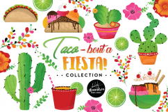 Taco Bout A Fiesta Clipart Graphics &amp; Digital Paper Patterns Bundle Product Image 1